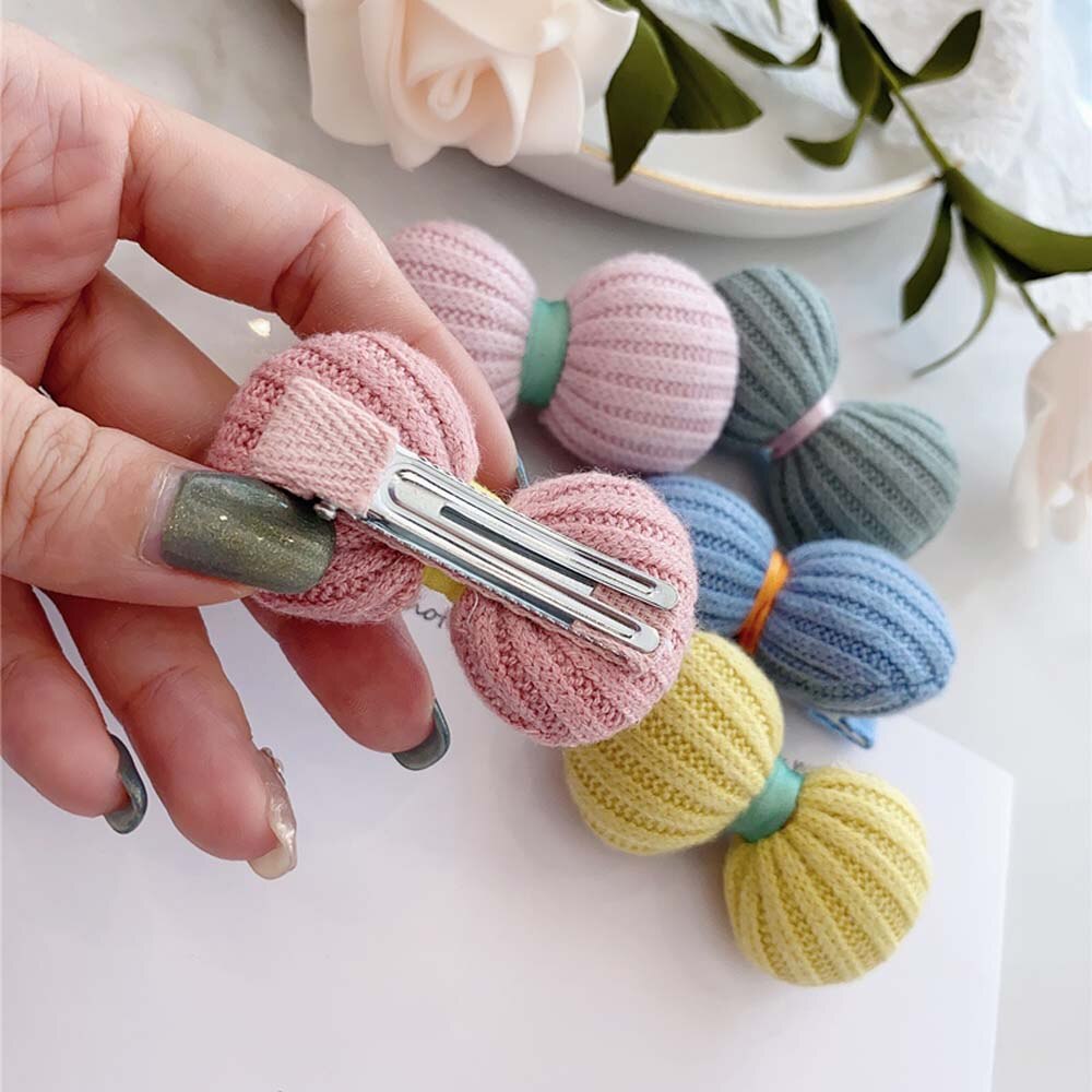 Horquilla de lana con lazo para niña, horquilla de tela coreana para bebé, pinza de pelo de punto, accesorios para el cabello para niño