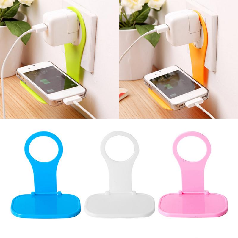 Opvouwbare mobiele telefoon muurlader adapter oplaadhouder hangende standaard beugel ondersteuning oplaadhanger rek plank mobiele telefoon haak