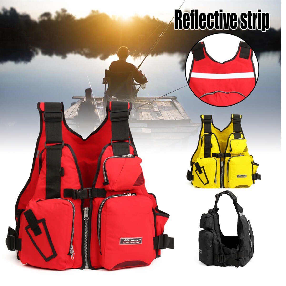 Multi Pockets Fishing Vest Nylon Adult Adjustable Outdoor Sports Life Vest Jacket Respiratory Utility Breathable Fishing Tackle