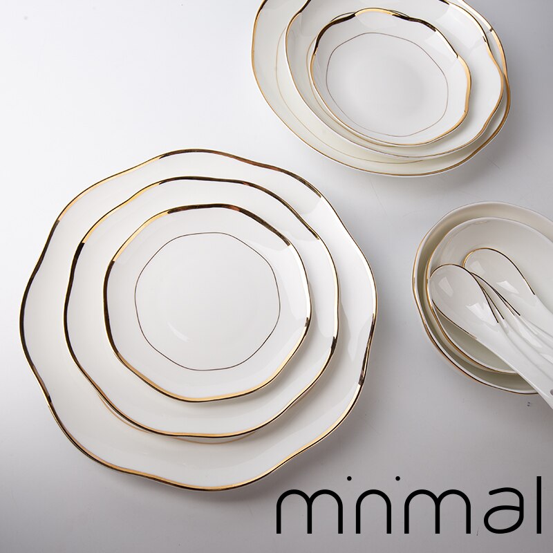 10 & 8 & 4 inch, real bone china dinner plate set, white porcelain plate, dishes for restaurant, white porcelain tray