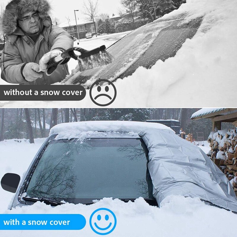 Universal bil vindruta snötäcke , 81 x 59 tums vindruta frostskydd med sidospegel täcker vindruta isöverdrag dammprote