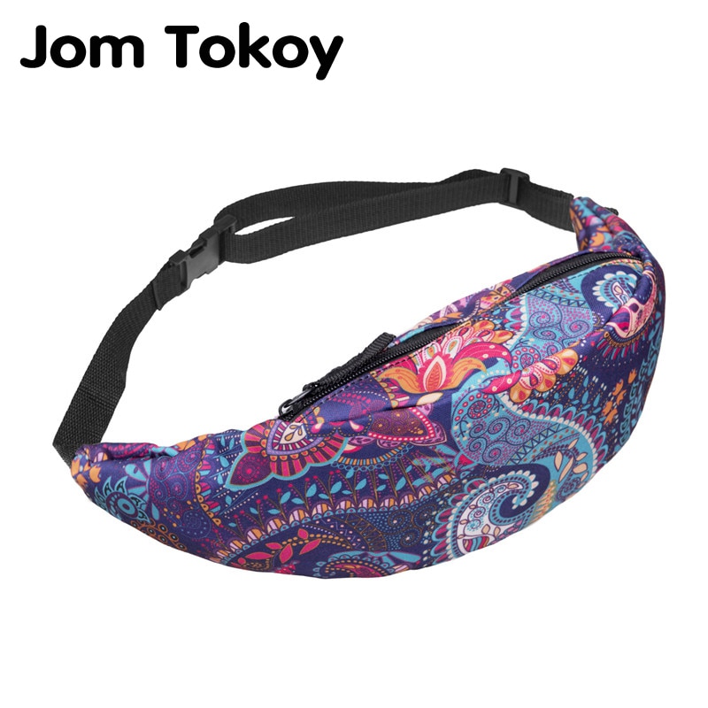 Jom Tokoy-riñonera colorida para hombre y mujer, bolsa con cinturón, bolso de viaje para teléfono móvil