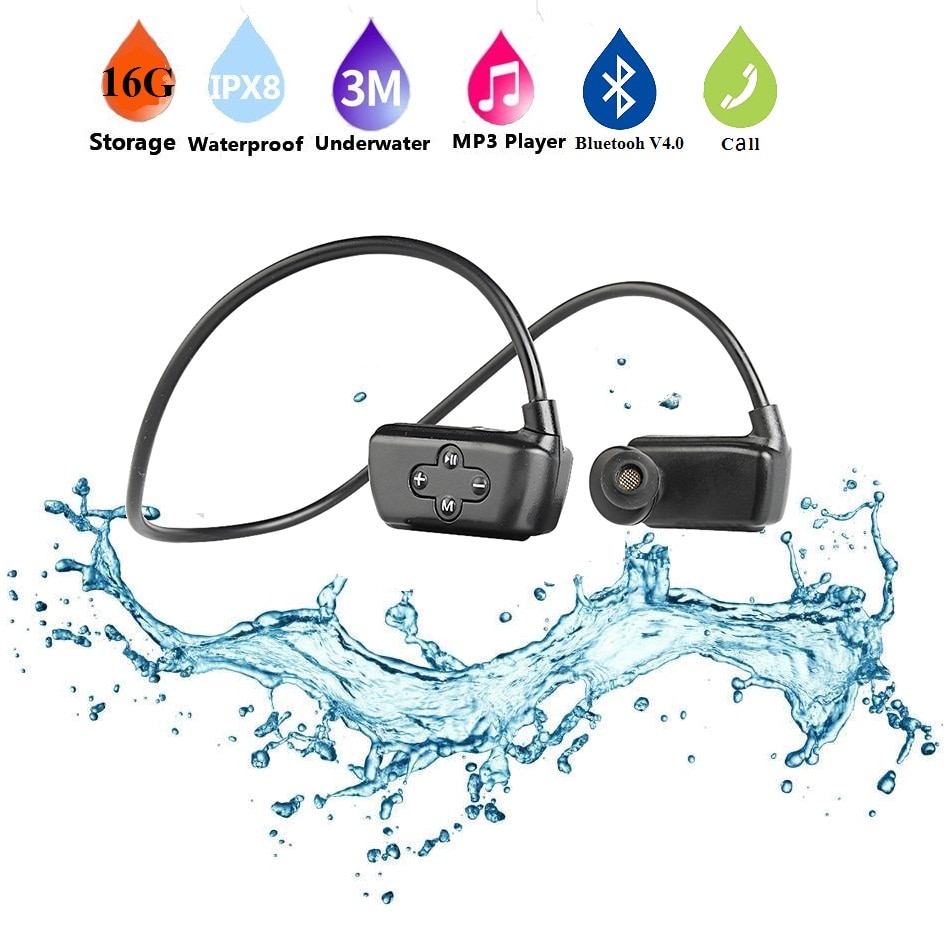 Memory16G 4-in-1 IPX8 Waterdichte MP3 Speler Bluetooth Handsfree Hoofdtelefoon Zwemmen mp3 Sport mp3