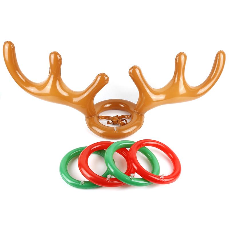Opblaasbare Kerstman Grappig Rendier Antler Herten Hoofd Hoed Ring Toss Kerstvakantie Party Game Speelgoed Voor Kind speelgoed