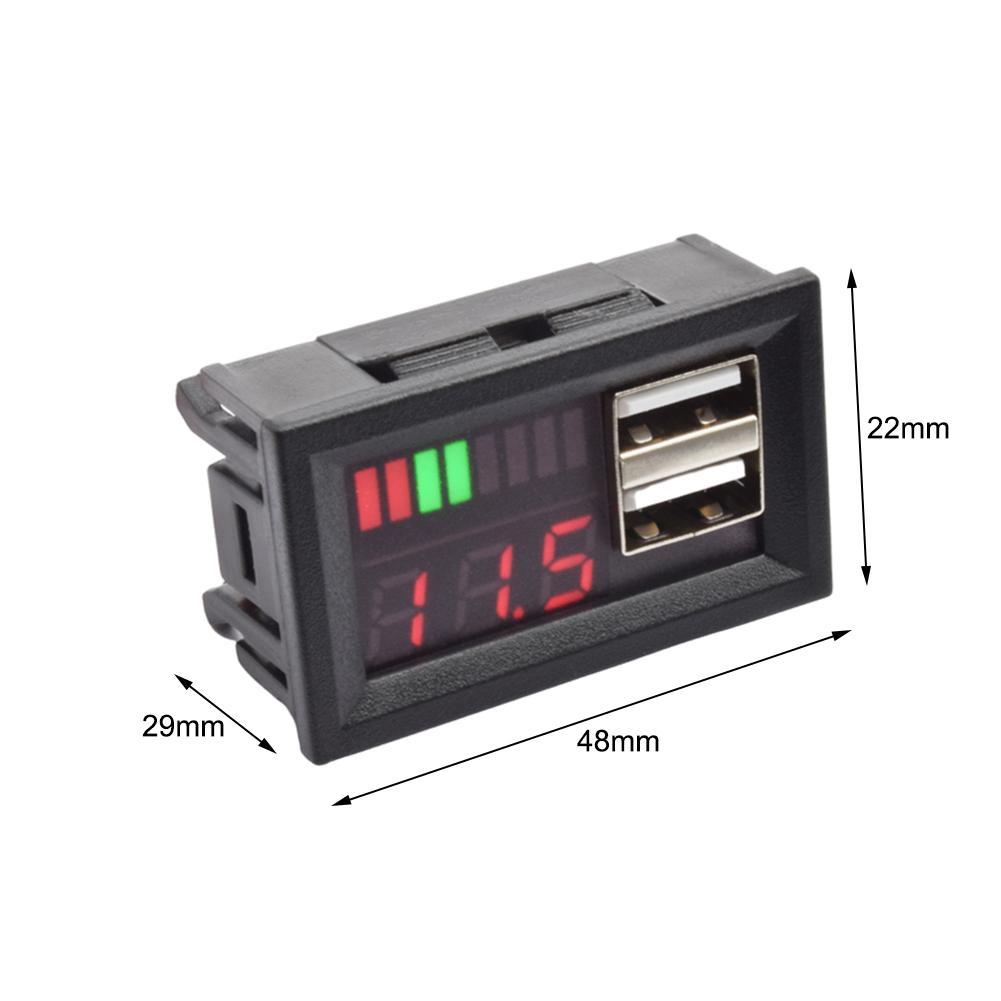 Digitale Blei Säure Lithium Batterie Kapazität Anzeige Dual USB Voltmeter Tester Spannung Meter 12/24V Auto Elektrische Motorrad