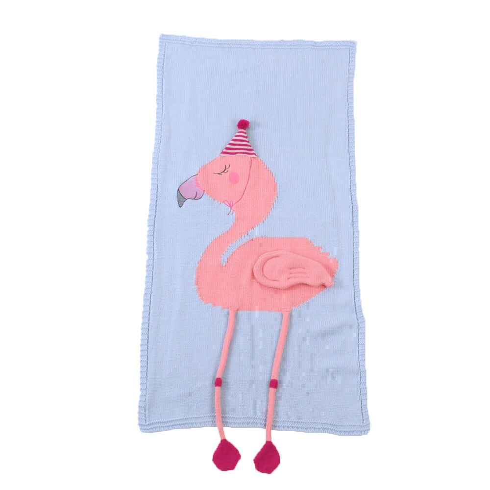 INS Sweet Flamingo coperta bambini coperta lavorata a maglia scialle da spiaggia Baby Holding coperta fotografia puntelli decorazione Mat: Blue