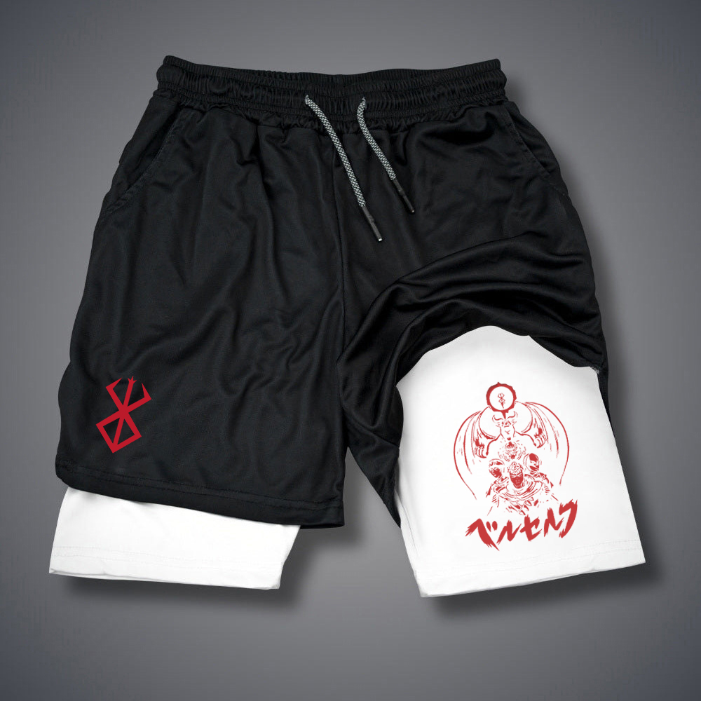 2-in-1 compressieshorts voor heren Gym Workout Hardloopshorts met telefoonzakken Atletische sneldrogende activewear: S / Goud