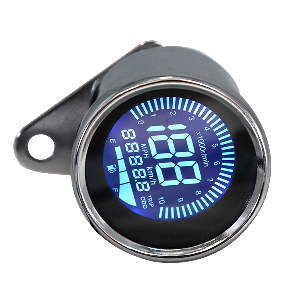 Universal 12V Motorcycle Multi-Function Tachometer Digital Speedometer LCD Display 7 Background Color 0-10000 RPM 0-199 KM/H