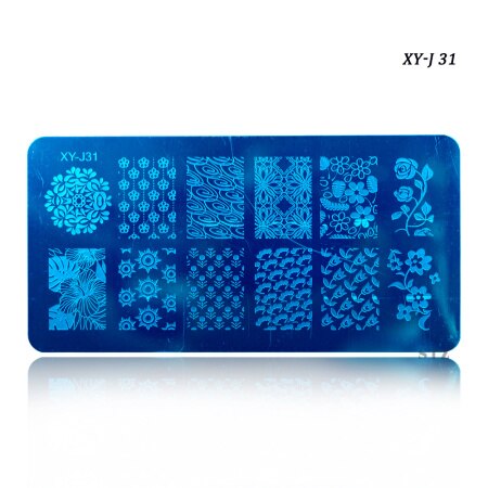 12 x 6cm 16 designs blomster tegneserie blonder gør-det-selv polish stempling nail art stempel skabeloner manicure negle stencils overførselsværktøj xyj 17-32: Xyj 31