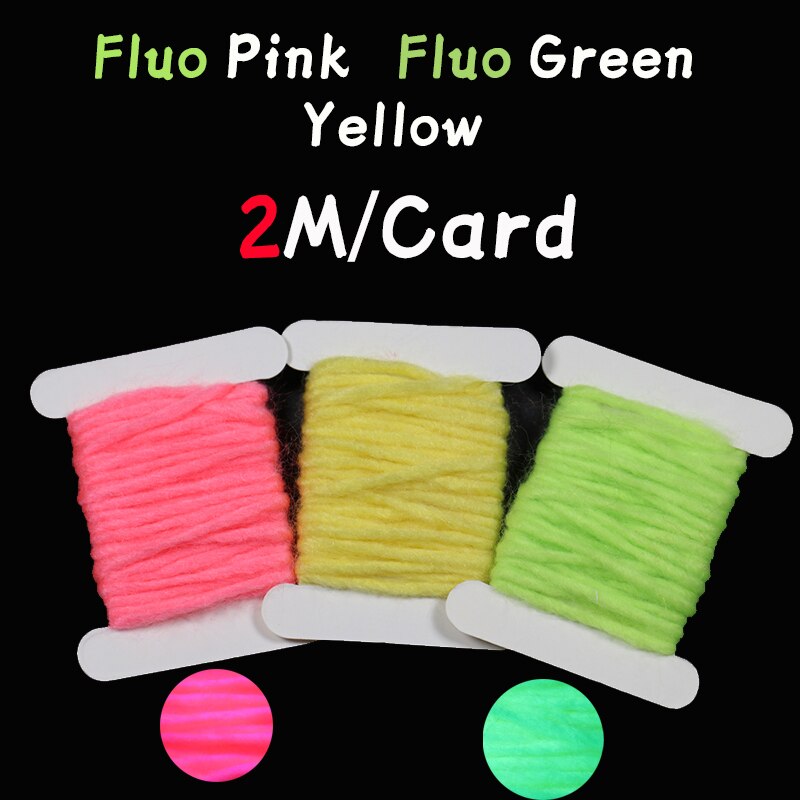 WIFREO 14 Colors 3mm/2M Fly Tying Yarn Egg Fly Tying Material Buzzer Nymph Body Tail Tying Fiber Fly Body Decorating Wool: 3 card ffy