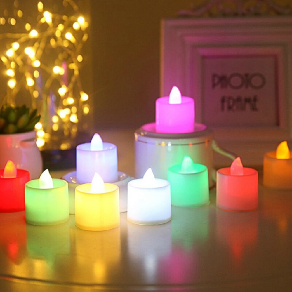 1 PC LED Kaars Multicolor Lamp Simulatie Kleur Vlam Thee Licht Thuis Bruiloft Verjaardagsfeestje Decoratie