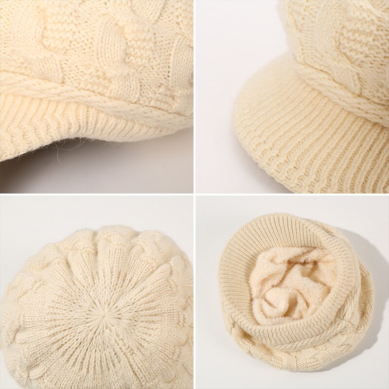 GOPLUS-gorro de lana con visera para mujer, gorro de lana de punto, para mantener el calor, Czapka, Zimowa, Viseiras, C11294