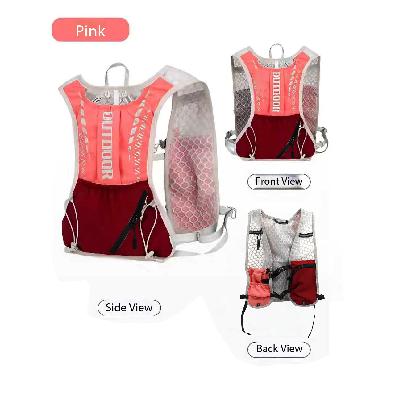 Running hydration vest reflective cycling backpack, bicycle bag, outdoor climbing hiking mountain biking hydration backpack: white color