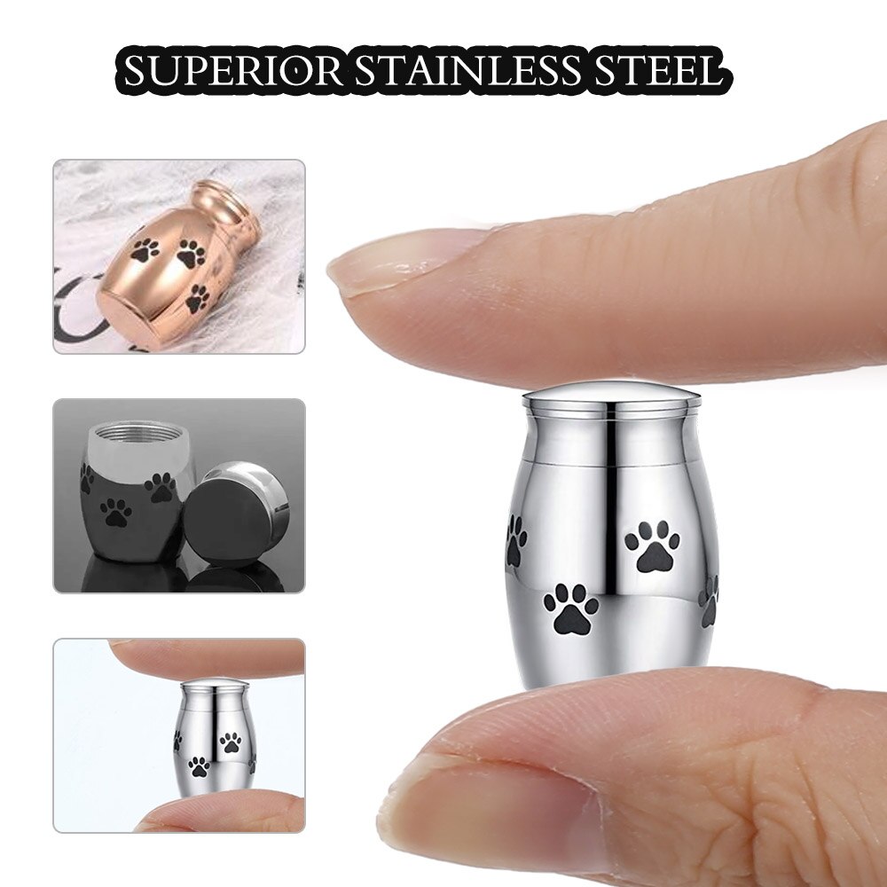 Huisdier Urn Poot Patroon Kleine Crematie Urn Voor Huisdier As Rvs Gedenkteken Urnen Voor Honden Katten As Houder Huisdier accessoires