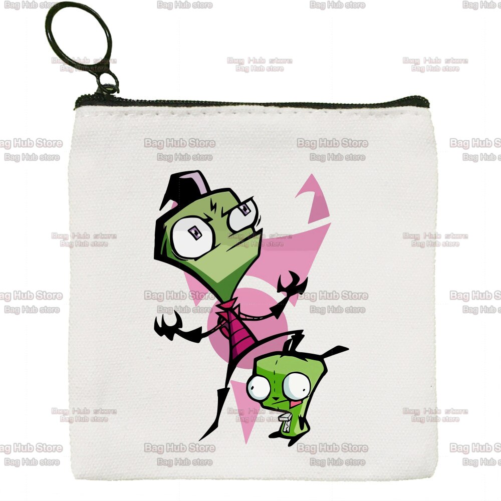 Invader Zim Zim Image Cartoon brezentowa portmonetka z zamkiem błyskawicznym studentka mały uroczy portmonetka szminka torba mała przenośna