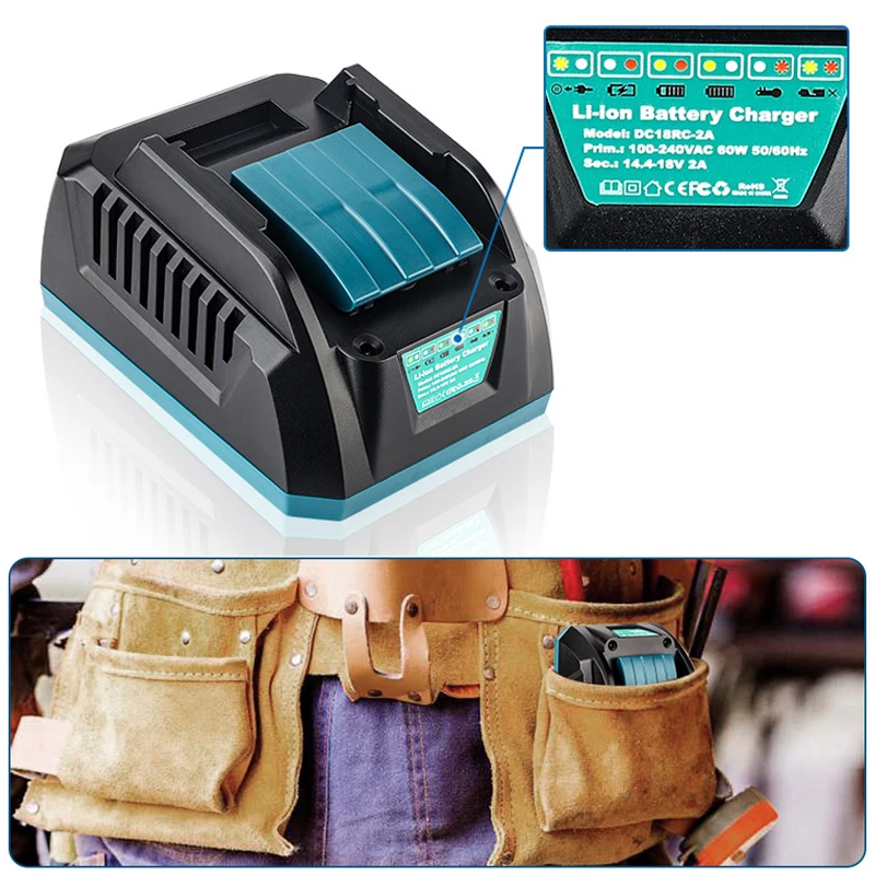 Snellader DC18RC geschikt voor MAKITA lithiumbatterij elektrisch gereedschap 14.4-1 8V 60W 2A lader BL1815N/BL1820B/BL1830B/BL1840B