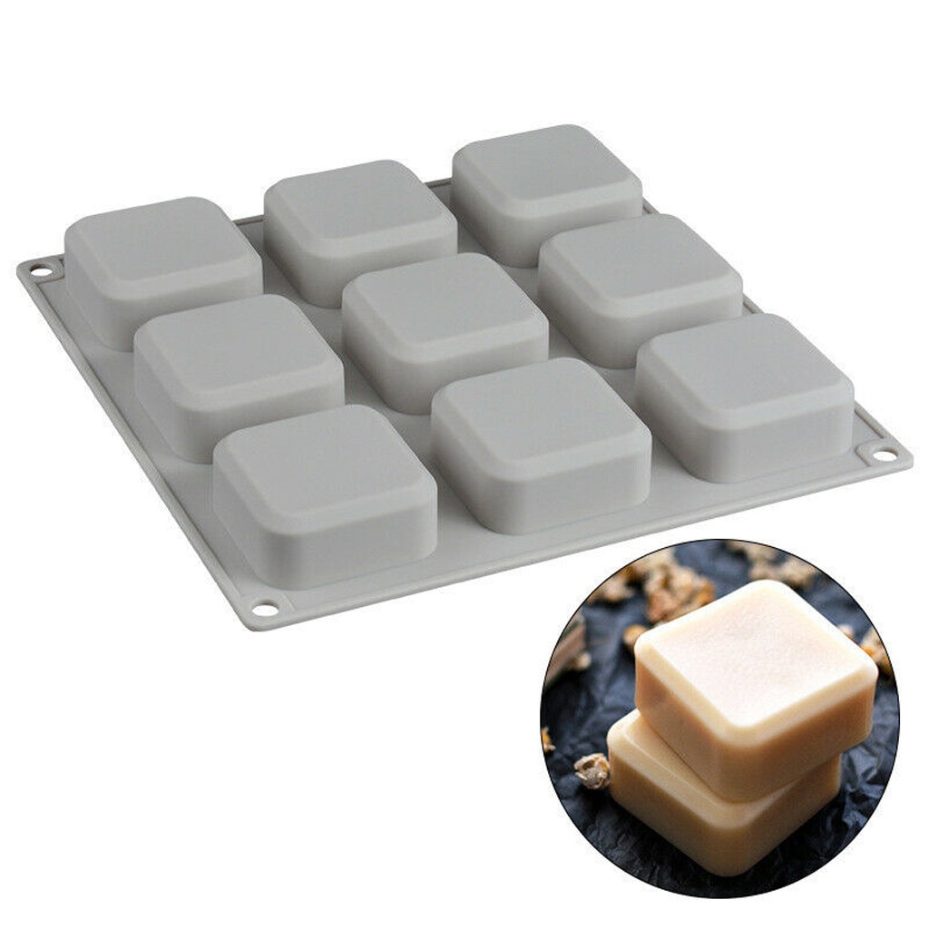 Silicon Molds For Handmade Soaps DIY 9 Grid Silicone Soap Mold Handmade Soap Making Square 3D Moulds Tools Cake Decorating Tools