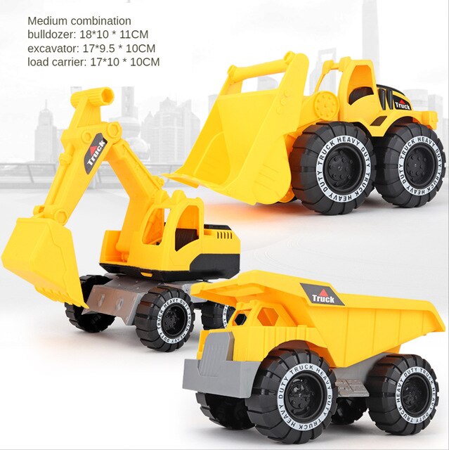 Excavator Packaged Combination Ultra Large Model Engineering Vehicle Toy Children Dredging Tool Baby Women's Boy Dune Buggy: Medium engineering vehicle three piece suit