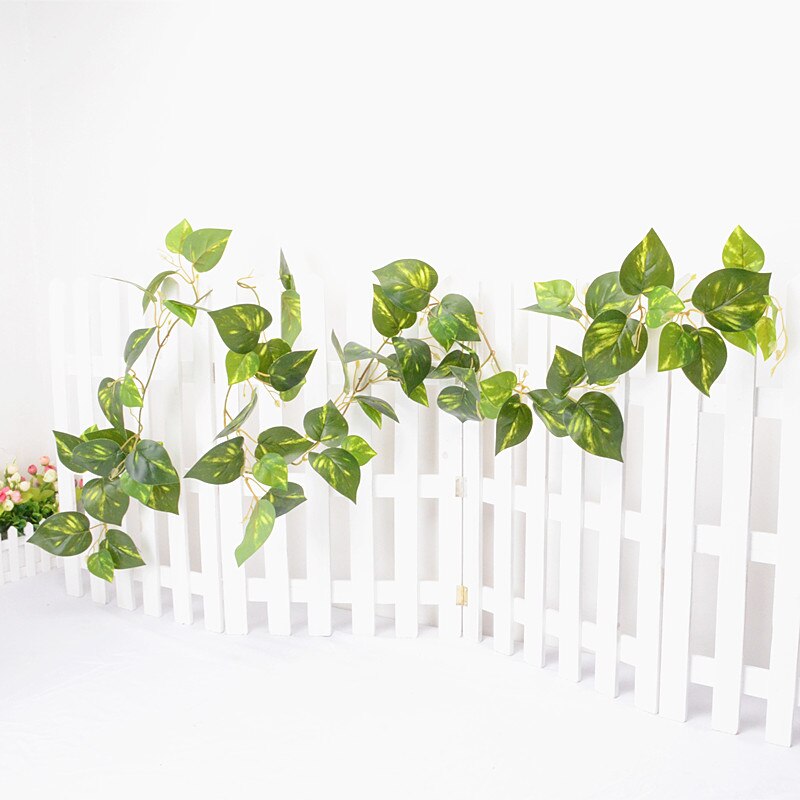 1 Pcs Green Flower Vine Sweet Potato Vine Green Leaf Vine Artificial Flower Air Conditioning Loft Fence Winding Green Leaf