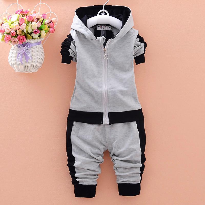 Insieme dei vestiti del bambino della molla delle ragazze dei ragazzi manica lunga con cappuccio casual tuta dei vestiti dei bambini felpe per bambini + Pantaloni 2Pcs set: 3T