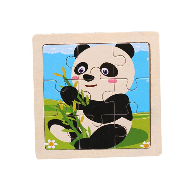 Kids Montessori Houten Speelgoed Cartoon Dier Verkeer 3D Puzzel Blokken Kid Leren Speelgoed Baby Kleurrijke Houten Onderwijs Speelgoed: panda