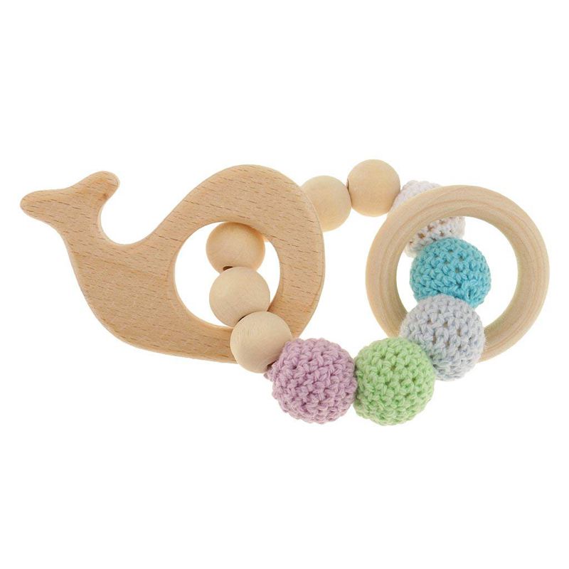 1 pc di trasporto di Legno Giocattoli Educativi per Bambini Sonaglio Giocattolo Del bambino Dentizione Accessori multicolore-Balena