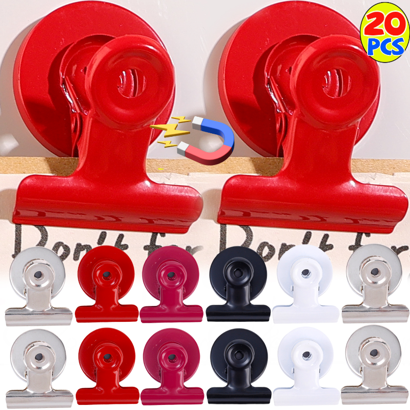 Clips magnéticos de Metal para refrigerador, Clips seguros magnéticos multifuncionales para el hogar y la Oficina, gancho de almacenamiento decorativo DIY, 1/20 Uds.