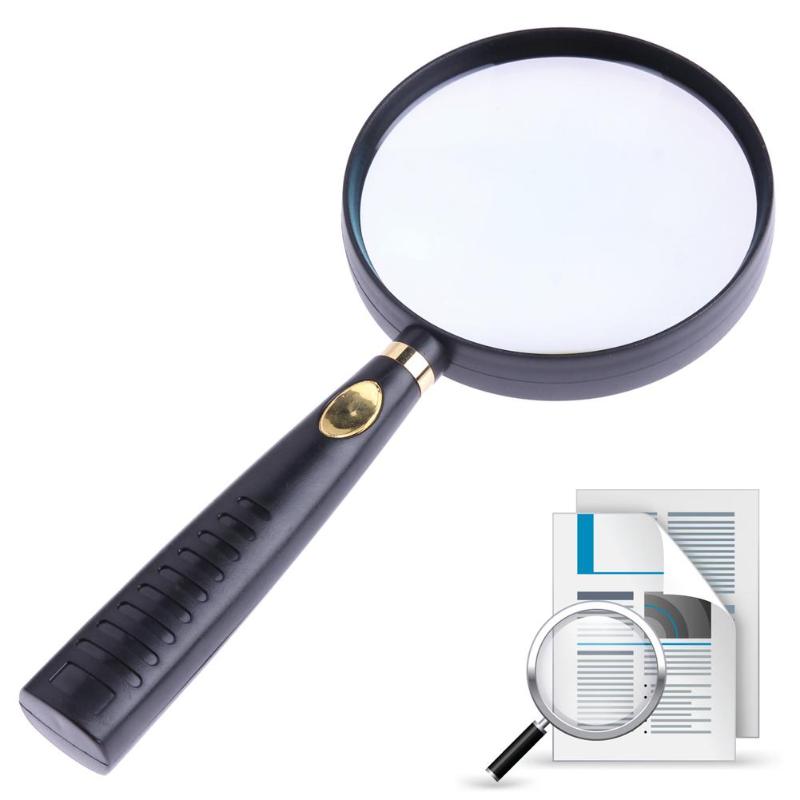 1pcs 90 mm 10X Frame Handheld Magnifying Glass Optical Glass Lens Wood Handle Magnifier For Reading Map Newspaper Jewelry Loupe