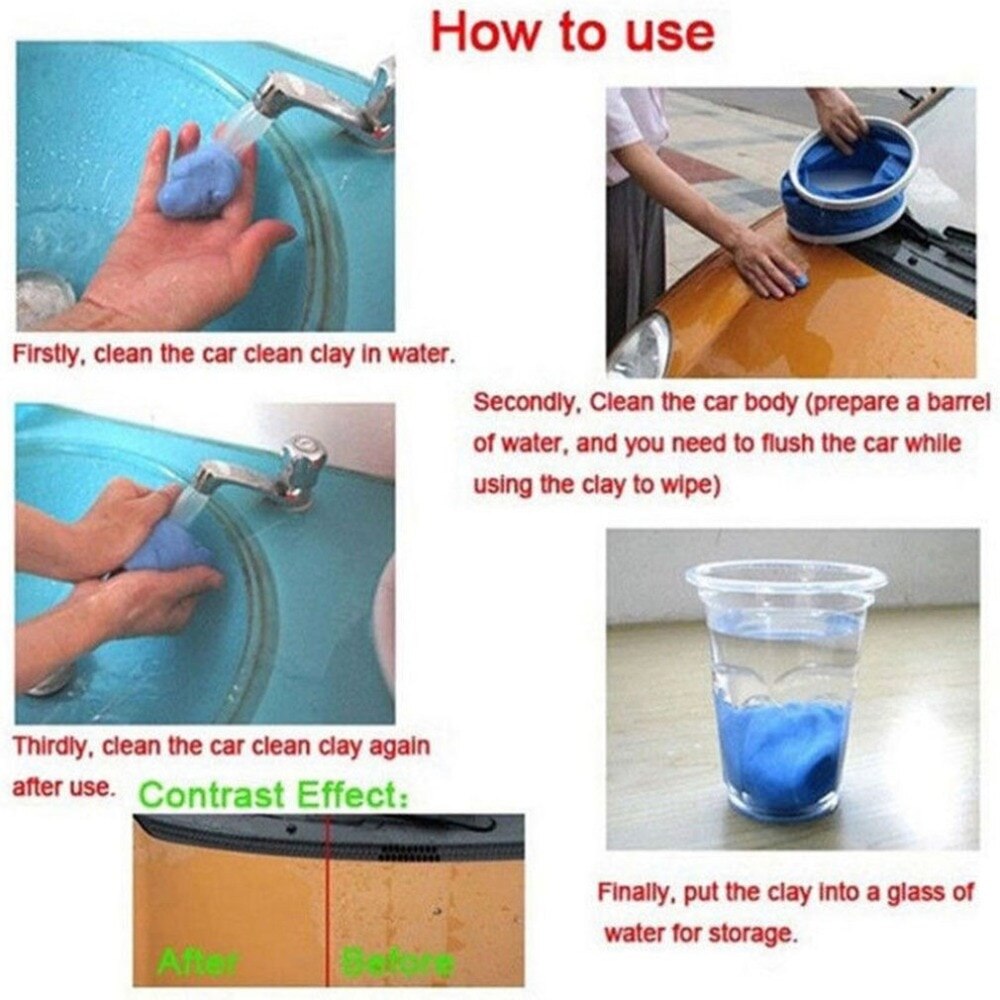 1PC magique propre argile barre voiture bleu nettoyage argile barre détail propre argile soin outil boue lavage boue voiture laveuse