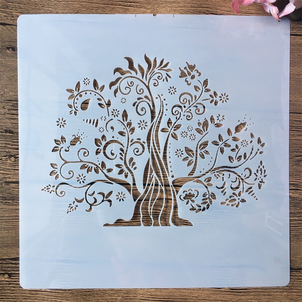 30*30cm Mandala Tree DIY Layering Stencils Wall Painting Scrapbook Embossing Hollow Embellishment Printing Lace Ruler