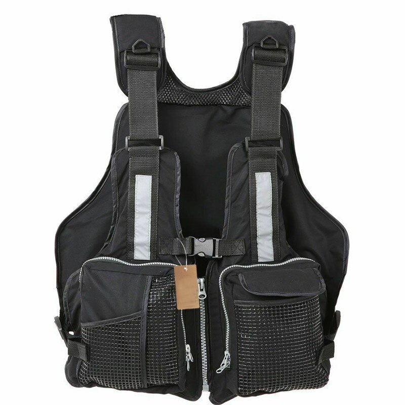 Four Color Adult Women Men Adjustable Buoyancy Aid Swimming Boating Sailing Fishing Kayak Life Jacket Vest Preservers: Black