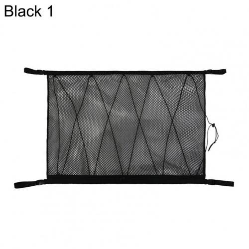 Net Bag Adjustable High Toughness Polyester Zipper Adjustable Drawstring Ceiling Net Pocket for Car: Black 1