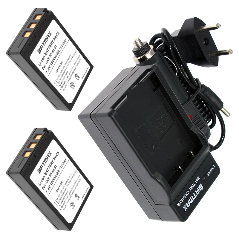 2 Stks PS-BLS1 BLS-1 BLS1 Batterij &amp; Charger Kit voor Olympus E-400, E-410, E-420, E-450, E-600, E-620, PEN E-P1, E-P2, E-P3, E-PL1, E-PL3
