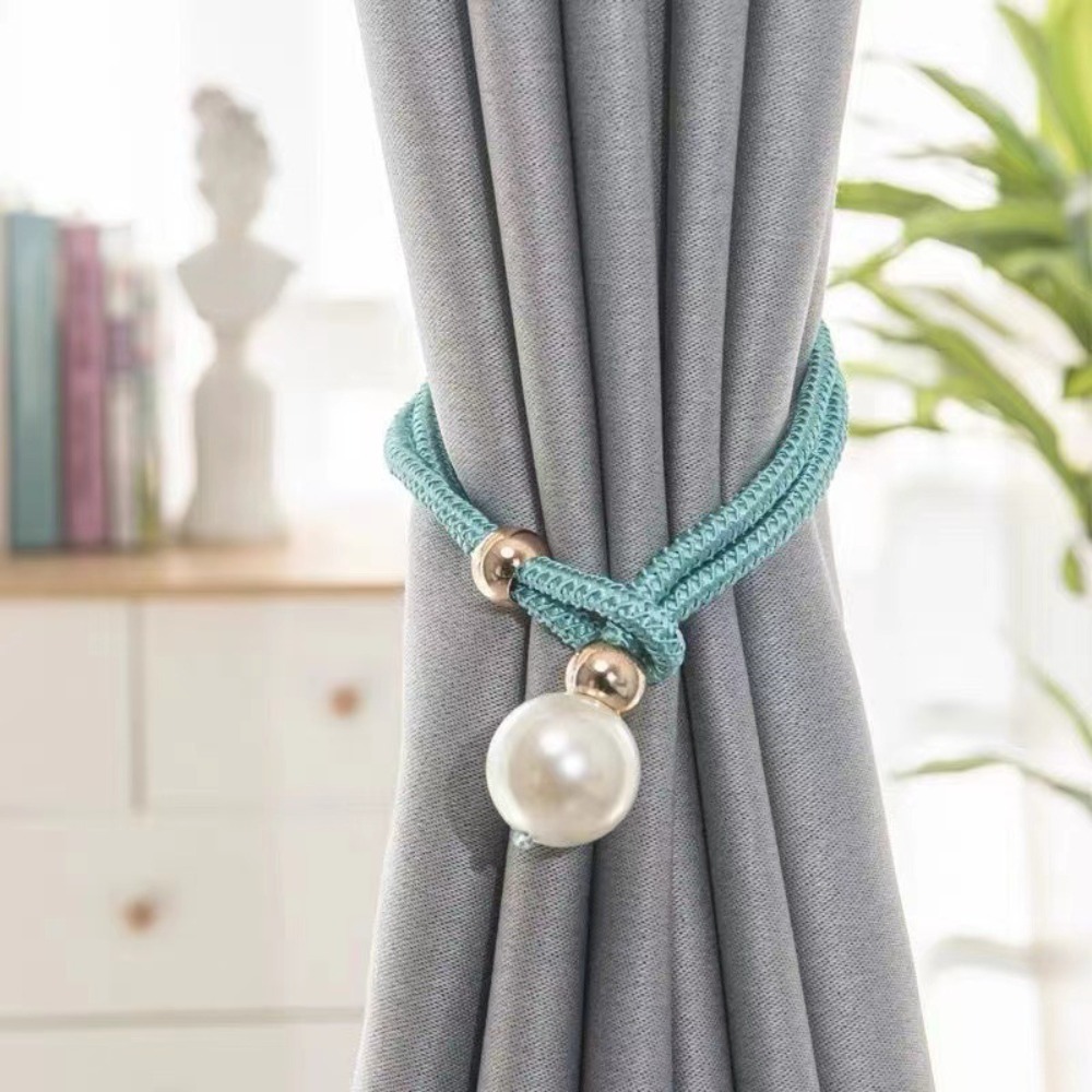 Polyester Pearl Curtain Tieback Adjustable Pearl Curtain Buckle Buckle Tie Rope Beautifully Curtains Tie Rope Home: green