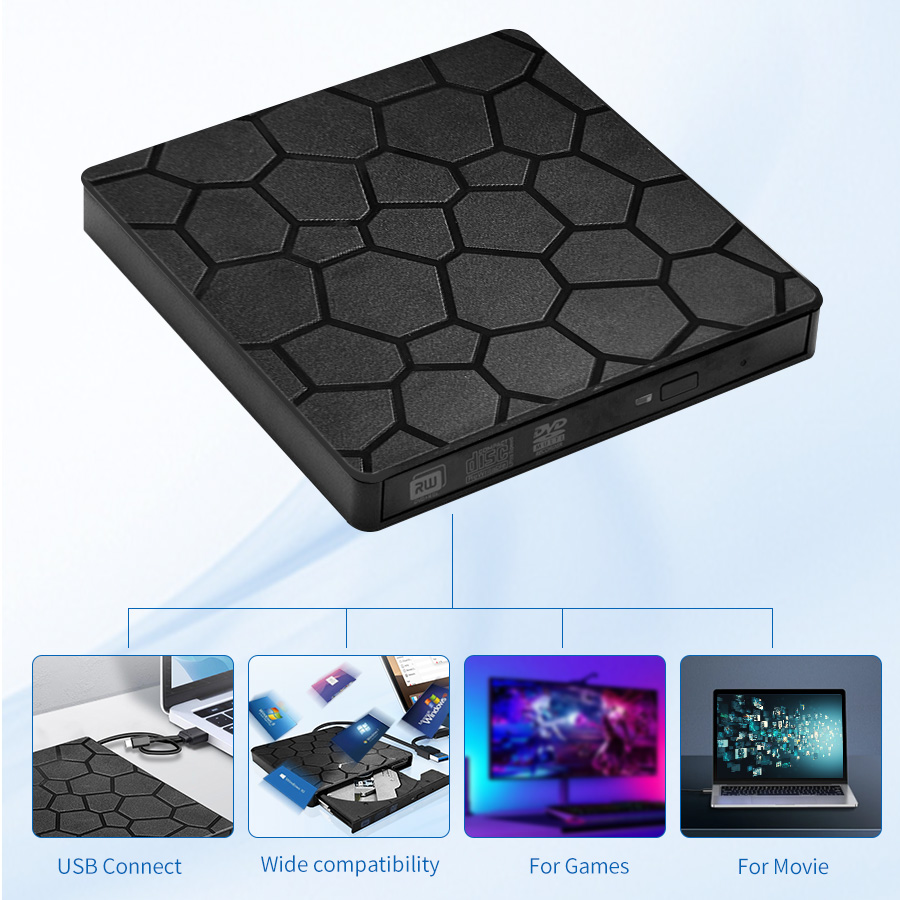 2in1 USB3.0 TypeC Slim External DVD VCD CD Writer Optical Drive Burner Reader Player Portable For Laptop PC DVD Burner DVD