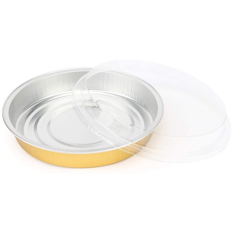 Round Foil Pan With Lids, 6 Inch 25 Pack Aluminum Foil Pizza Pan Disposable Baking Pan Tin Tart Pans Baking Foil Pans