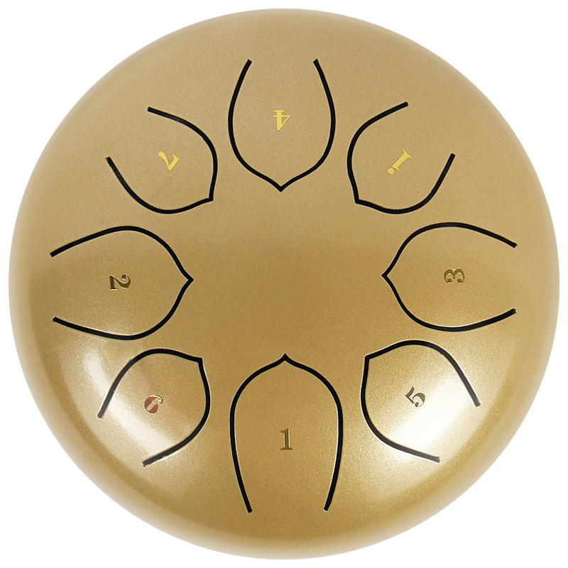Ätherische trommel , 6 zoll, 8- ton-handpan, tanktrommel, musiktrommeln, perkussionsinstrument, mini-trommeln, instrument, zungentamburin: Mondgold