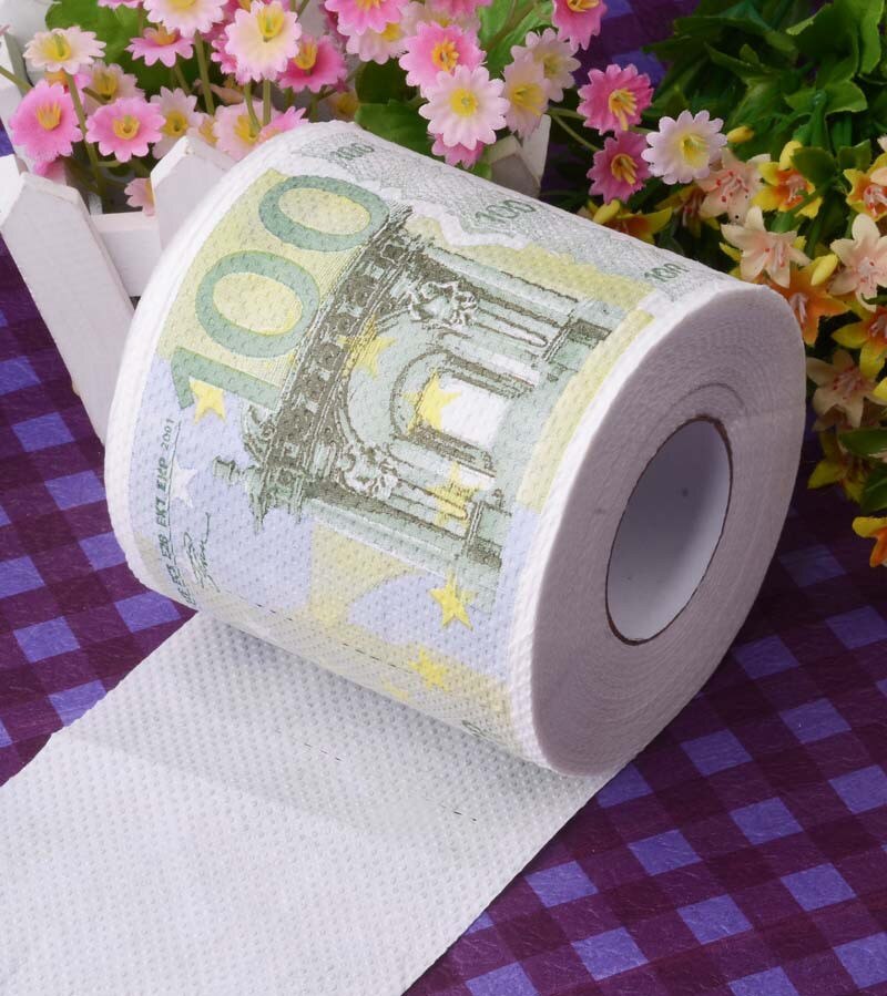 Rollos de papel higiénico con estampado de dólar europeo, graciosos números de bromas, papel de papel higiénico de Humour, papel de baño suave de 2 capas