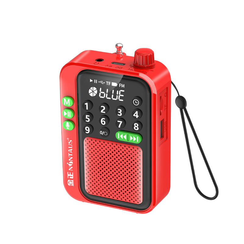 Mini kieszonkowe radio FM Odbiornik radiowy cyfrowy o wysokiej czułości Bezprzewodowy głośnik Bluetooth z wyświetlaczem LED Nagrywanie czasu uśpienia: green