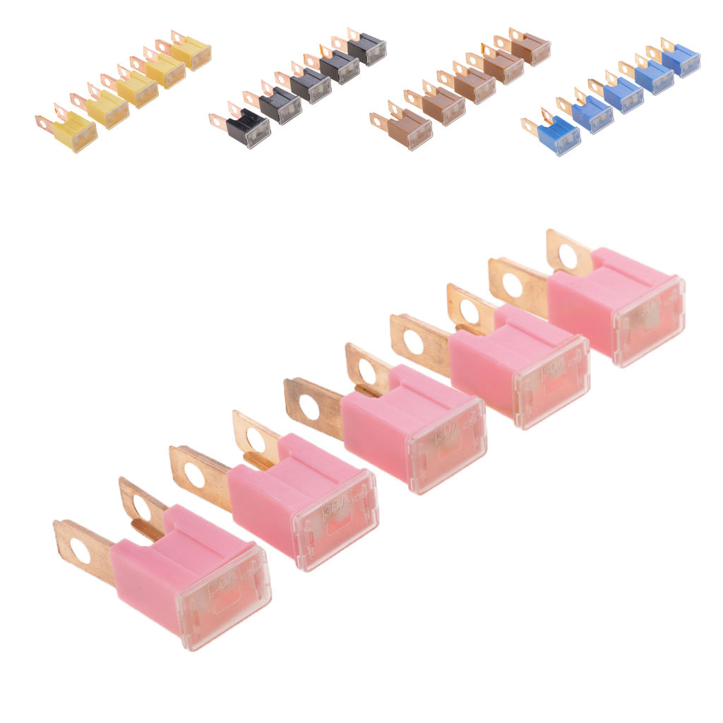 5 Pieces Replacement Car 32V 30A-120A Slow Blow Male PAL Straight Blade Fuses
