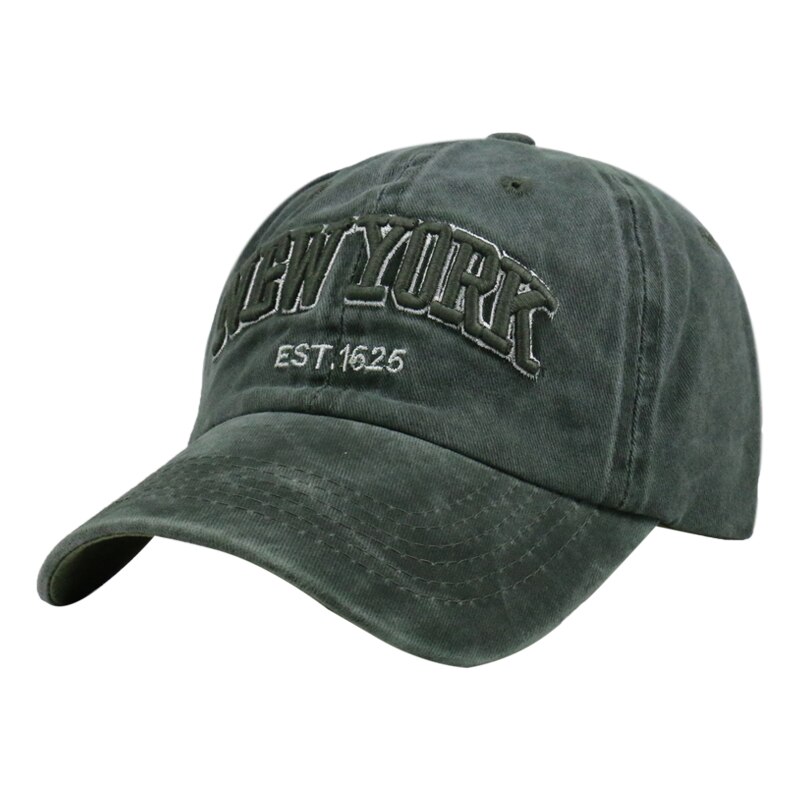 FOXMOTHER-Gorra vaquera negra de algodón con letras bordadas para hombre y mujer, sombrero deportivo con letras bordadas de YORK, utdoor, unisex: Verde militar