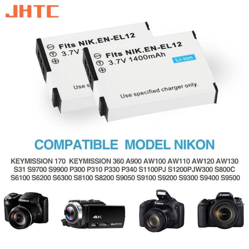 Batería EN-EL12 EN EL12 de 1400mAh para Nikon CoolPix S610 S610c S620 S630 S710 S1000pj P300 P310 P330 S6200 S6300 ENEL12