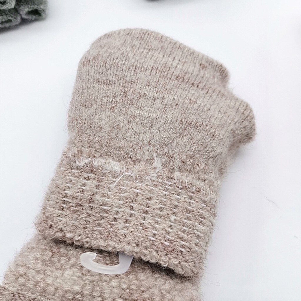 Winter Kids Warm Gebreide Effen Wanten Handschoenen Kinderen Jongens Meisjes Convertible Flip Top Vingerloze Handschoenen Baby Kerstcadeaus