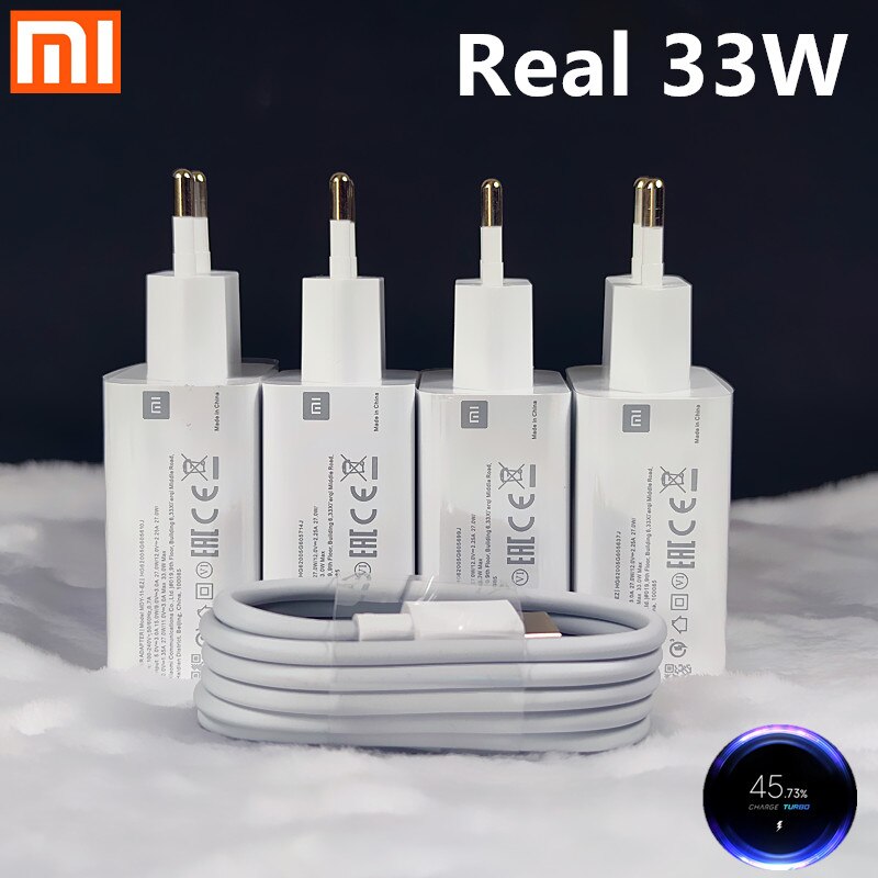 33W Charger Xiaomi Original Fast Turbo charge adapter usb type c cable for mi 10 11 9t pro Redmi note 9 10 pro K40 30 POCO X3