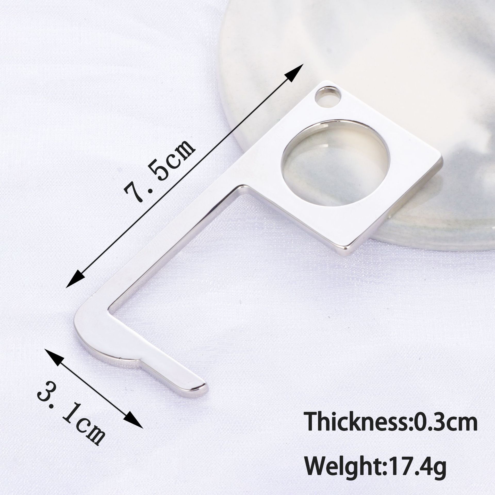 Anti-Contact Keychain Hygiene Hand Epidemic Prevention Anti-Touch Keychain Isolation Keychain EDC Door Opener: Ysk03 Silver Zinc Alloy