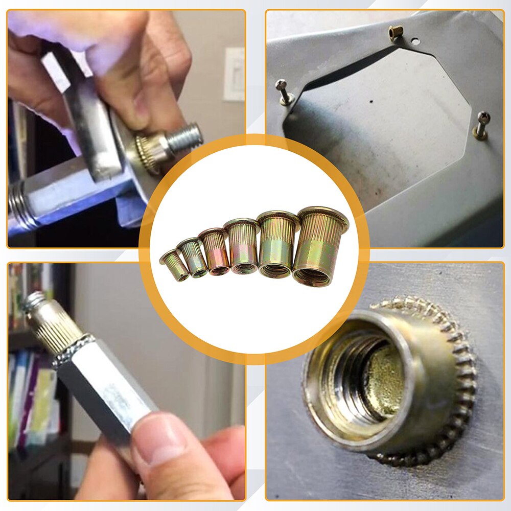 175pcs Zinc Plated Rivetnuts Blind Set Nutserts Threaded Insert Nutsert Cap Flat Head Rivet Nuts Carbon Steel M3 M4 M5 M6 M8 M10