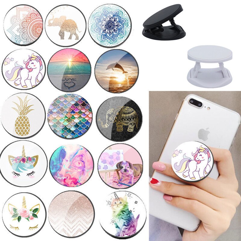 lovely unicorn Painted Foldable Phone Stand Holders For Smartphones and Tablets Mobile Phone Universal Finger Ring Holder