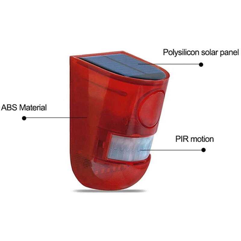 4Pcs Solar Lamp 110DB Pir Oplaadbare Waterdichte Led Geluid Alarm Tuin Met Motion Sensor