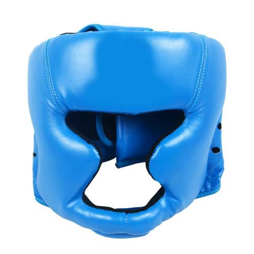 Protector de cabeza para entrenamiento de boxeo, protección facial, casco: Azul