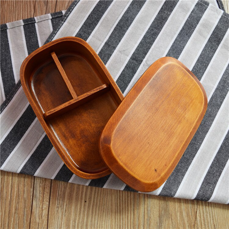 Japanese Style Minimalist Willow Jujube Wood Lunch Box Rectangular Wooden Portable Bento Box Container Storage Eco Friendly: A